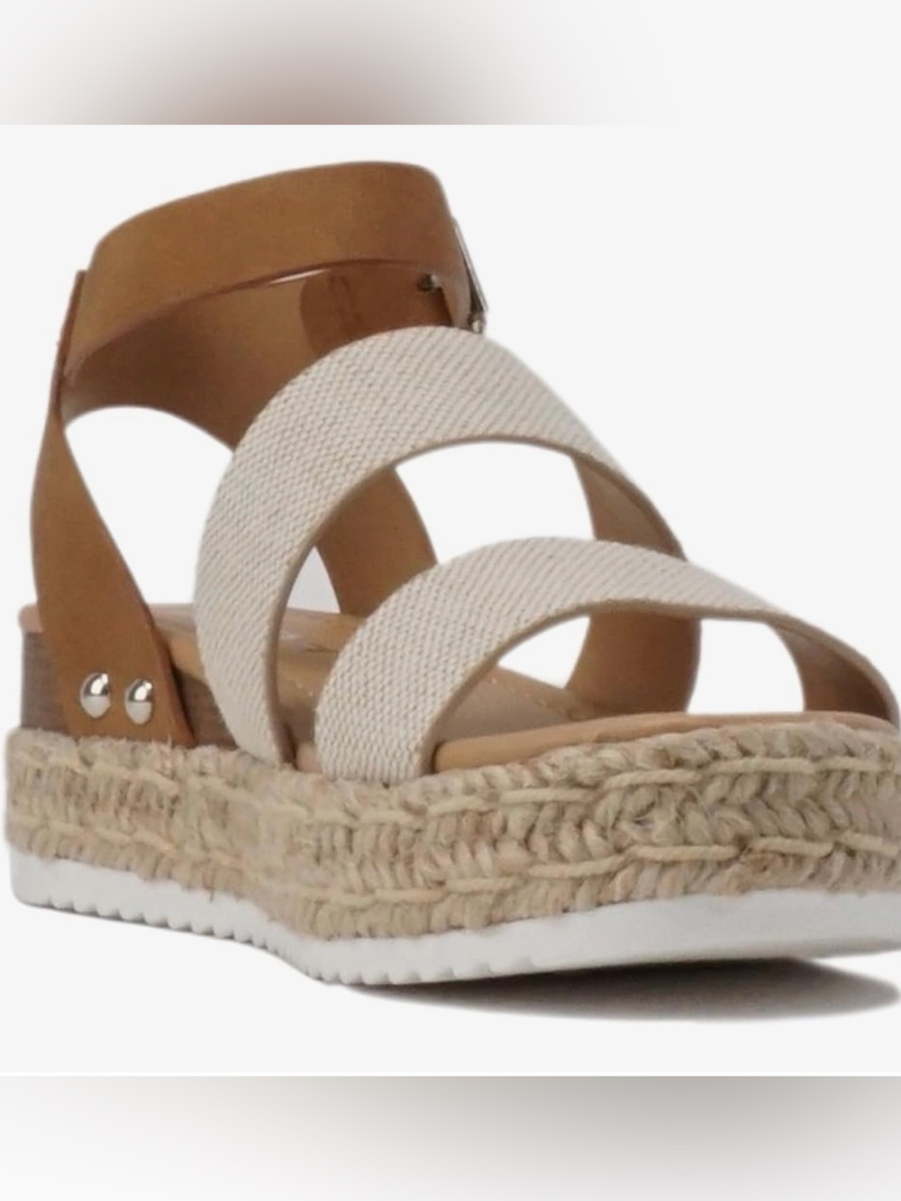 Soda Bryce-2 Girls Espadrille Platform Sandals Beige/Tan Buckle Strap size 1